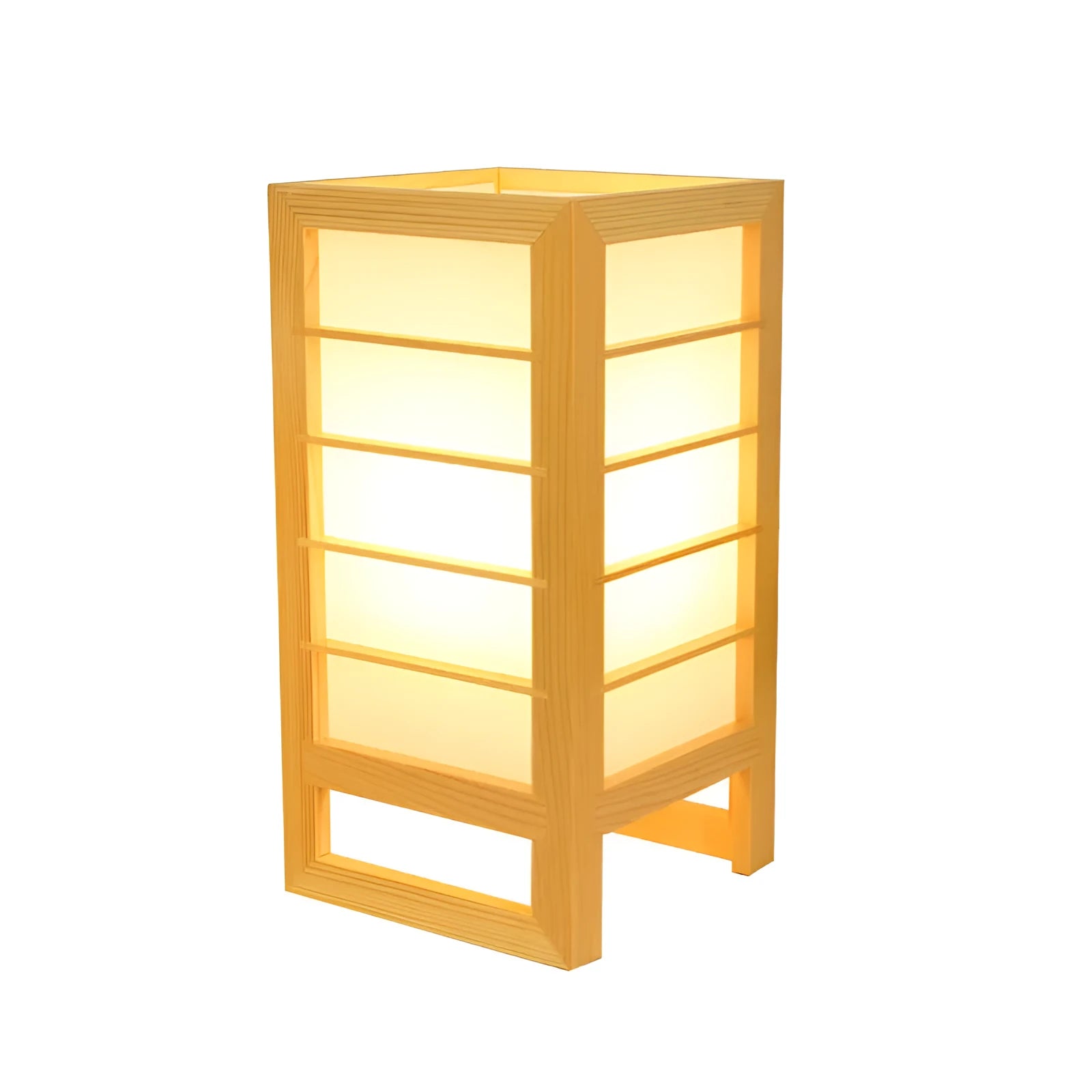Korean style tatami bedside lamp in solid bamboo wood with push-button switch