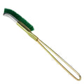 Green elbow-shaped mini brush with nylon wire bristles and metal handle for rust removal
