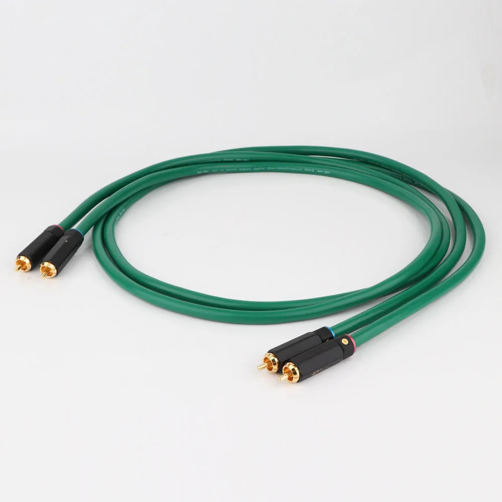 Silver-plated Budweiser RCA audio interconnect cable with four-core shielded copper wire.