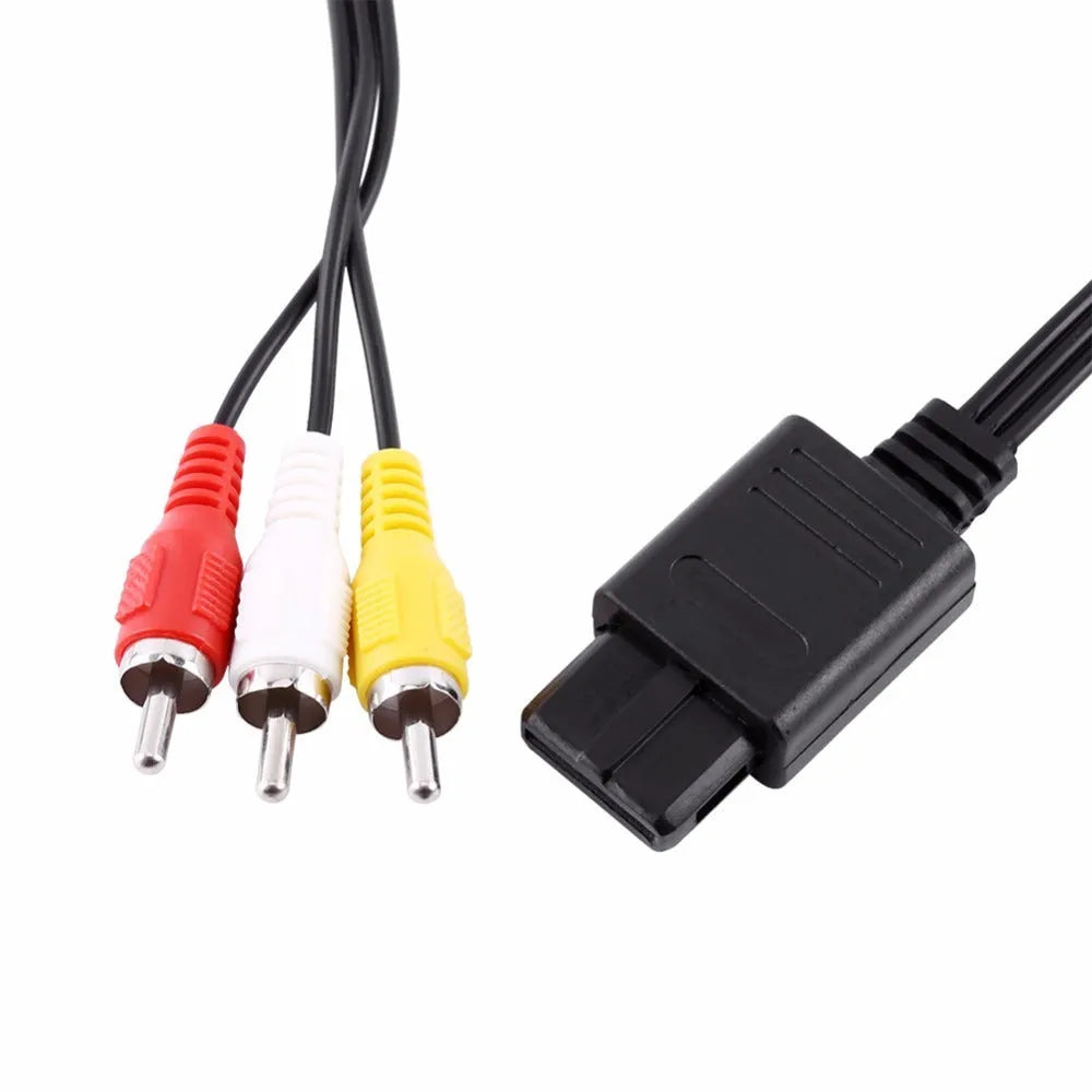 Nintendo 64 AV composite cable 1.8m with red white yellow colour-coded connectors for N64 console TV connection