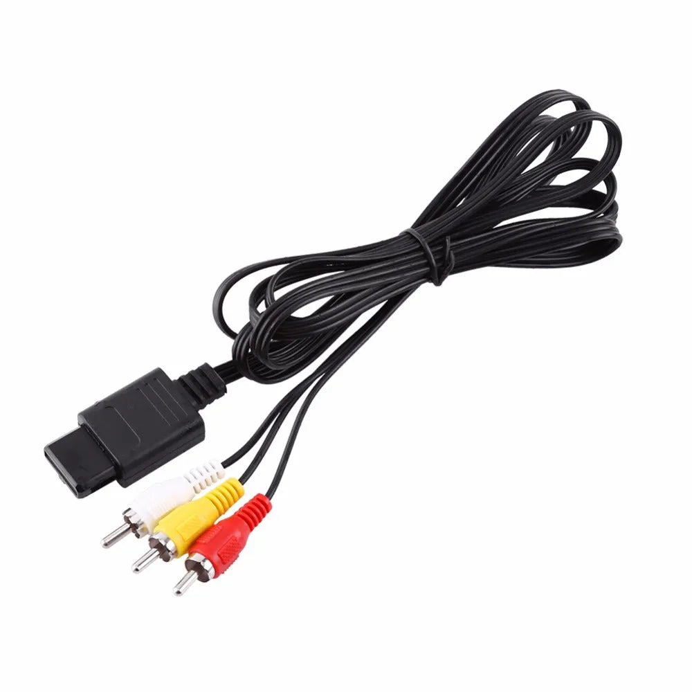 Nintendo 64 AV composite cable 1.8m with red white yellow colour-coded connectors for N64 console TV connection