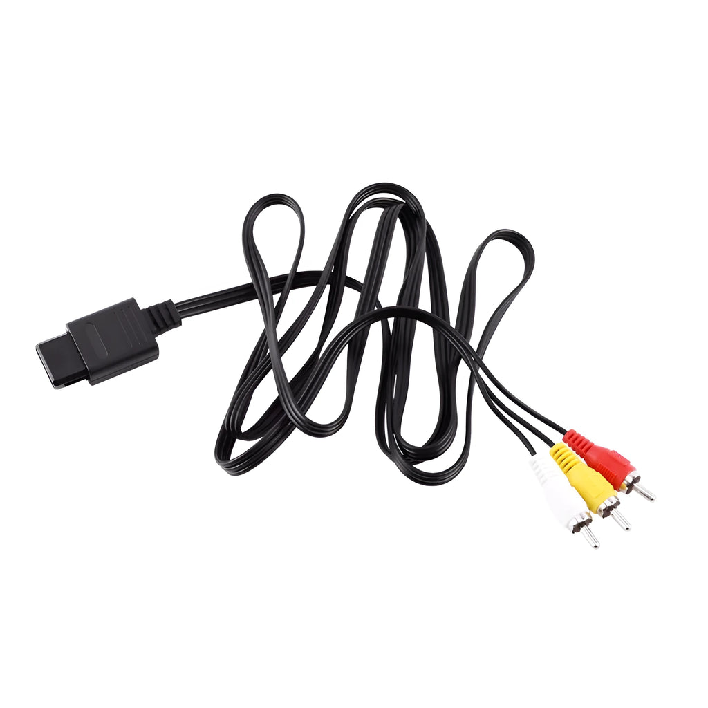 Nintendo 64 AV composite cable 1.8m with red white yellow colour-coded connectors for N64 console TV connection