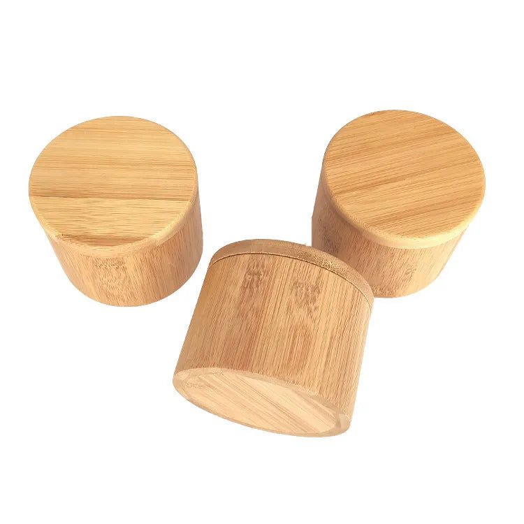 Bamboo seasoning box with 7.5cm spoon in pear-shaped, round, and rotating designs