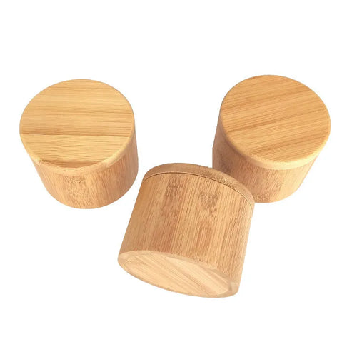 Bamboo seasoning box with 7.5cm spoon in pear-shaped, round, and rotating designs