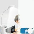 White desk lamp with touch controls and USB power cable for eye-protected studying