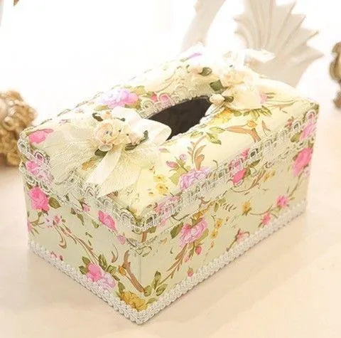 Ceramic jewellery and tissue storage box in bright apricot, green, or pink colour