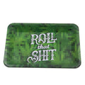 Green metal cigarette tray 18 cm with small leaf maple leaf design on tinplate surface