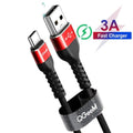 Black or red USB A to Type-C fast charge cable for Android phones in selected length