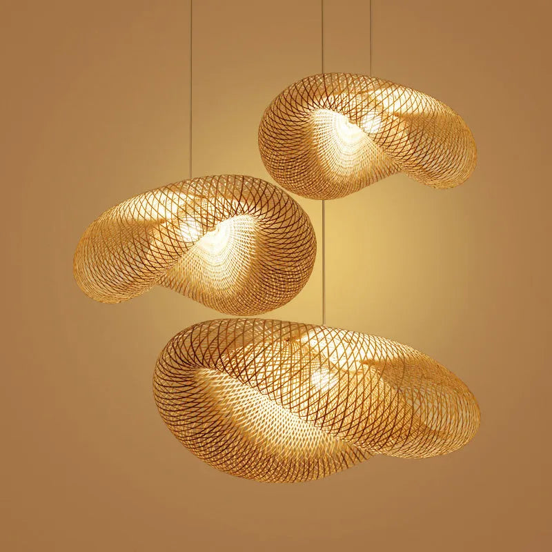 Bamboo Chinese Zen chandelier ceiling light with 40cm shell diameter