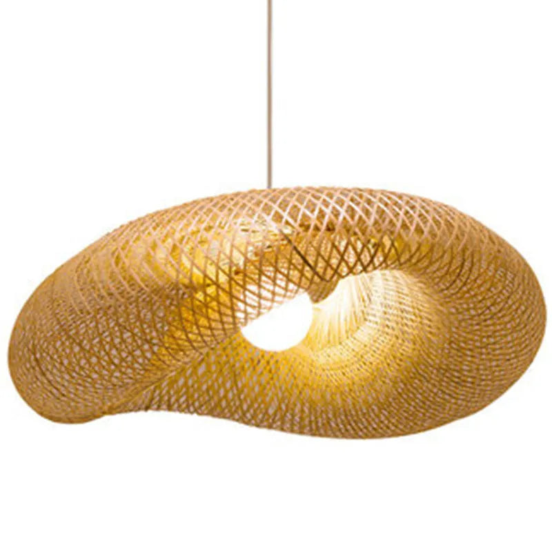 Bamboo Chinese Zen chandelier ceiling light with 40cm shell diameter