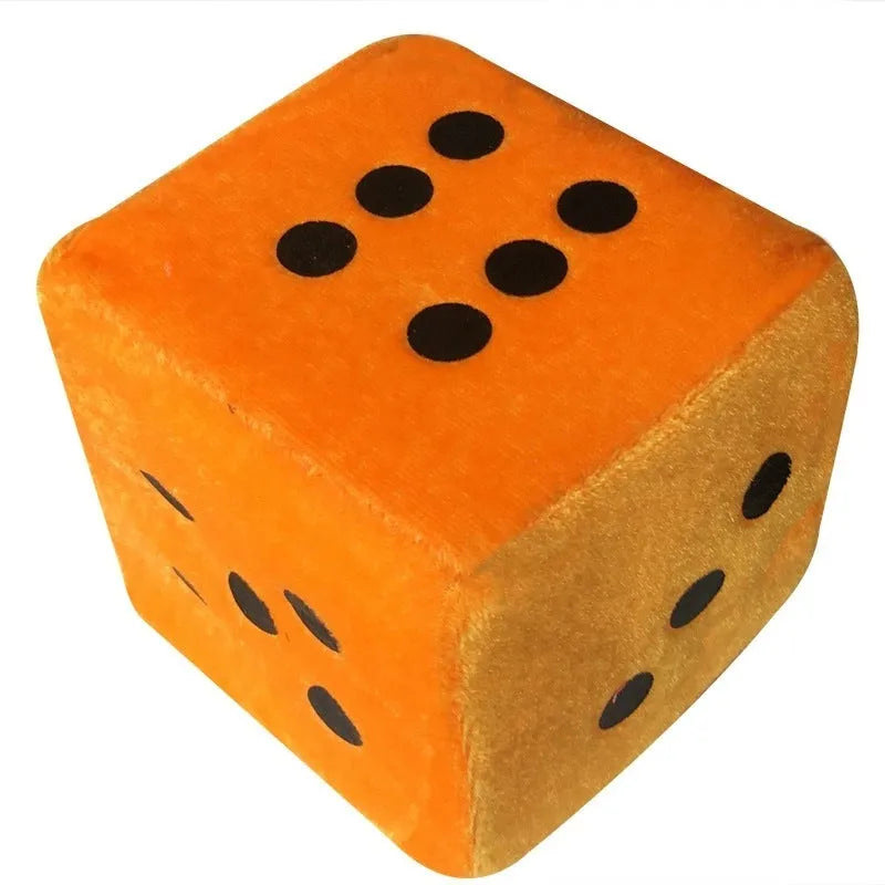 Plush red sponge dice cube 6cm on white background