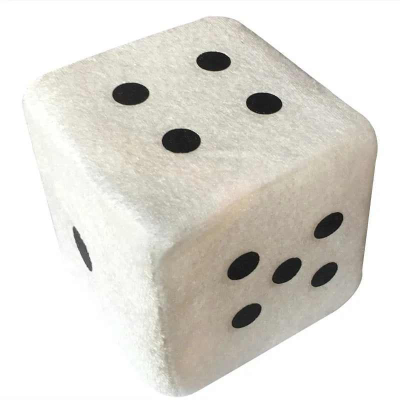 Plush red sponge dice cube 6cm on white background
