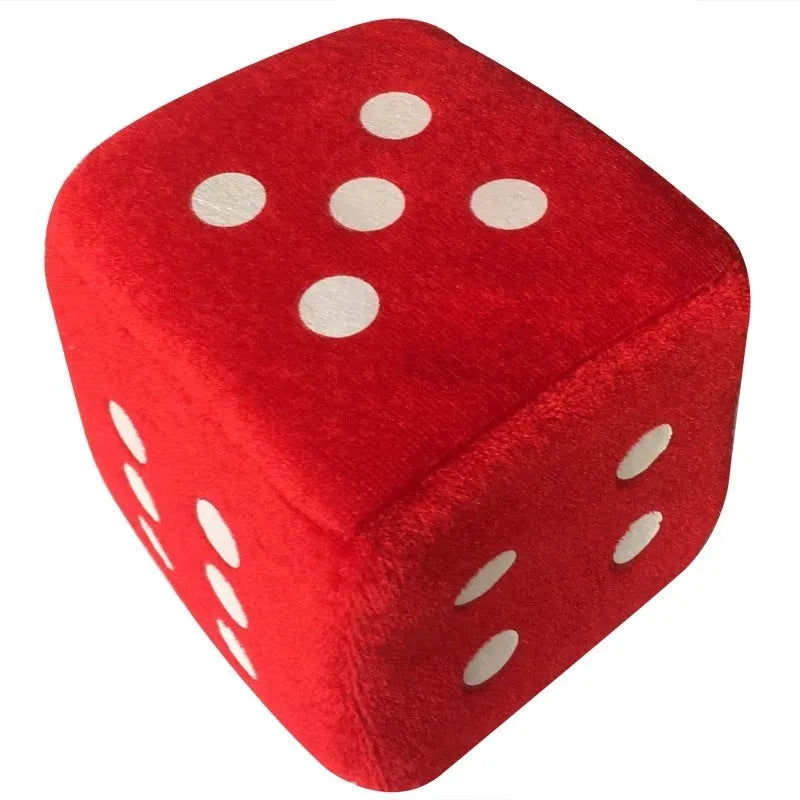 Plush red sponge dice cube 6cm on white background