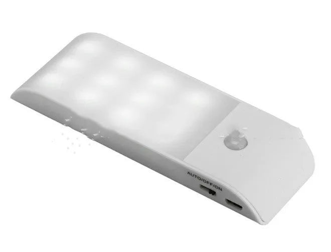 Human body infrared sensor night light with 12LED rechargeable light source and PVC shade