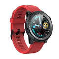Android smart watch for men with IP68 waterproof rating and round black dial on silicone strap