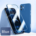 Full cover phone case for iPhone 12 series with front tempered glass and TPU back cover in black