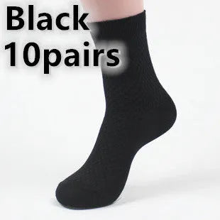 Men's bamboo fibre business socks in grey blue with a small square pattern.