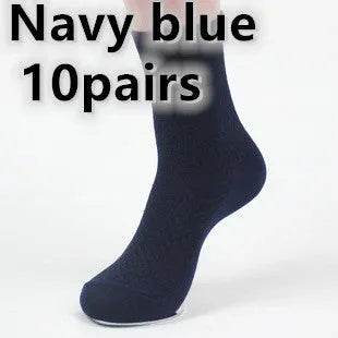 Men's bamboo fibre business socks in grey blue with a small square pattern.