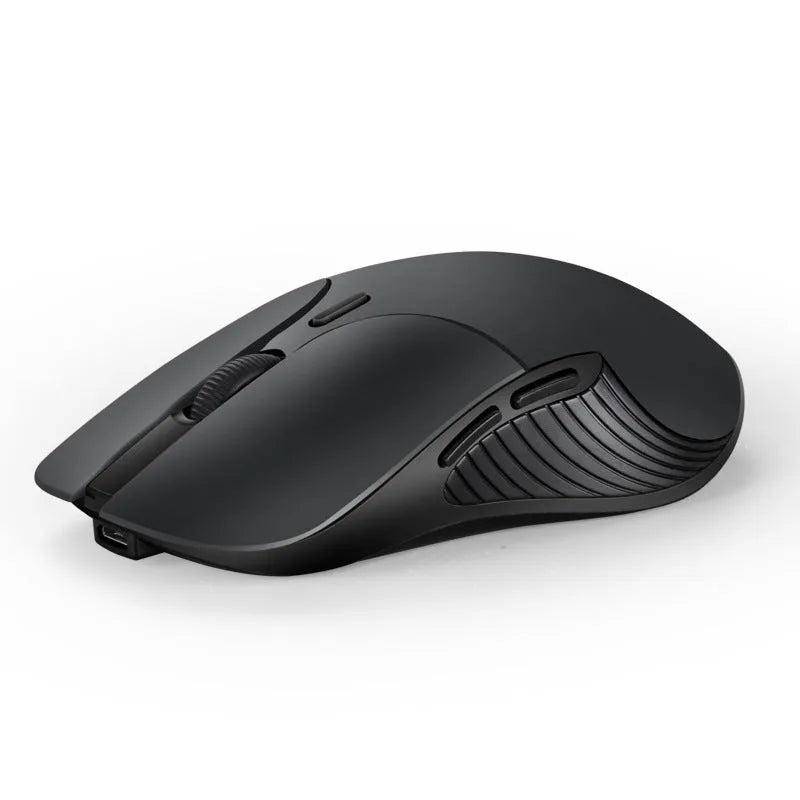 Blue Smart Voice Mouse with 2.4G USB receiver on a desk.