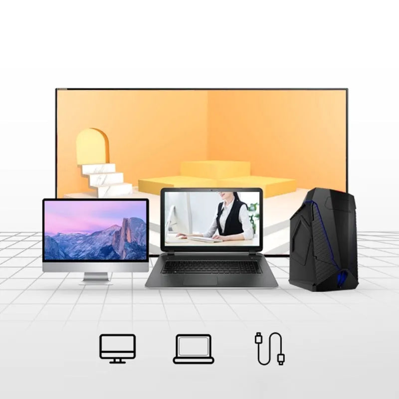 Blue Smart Voice Mouse with 2.4G USB receiver on a desk.