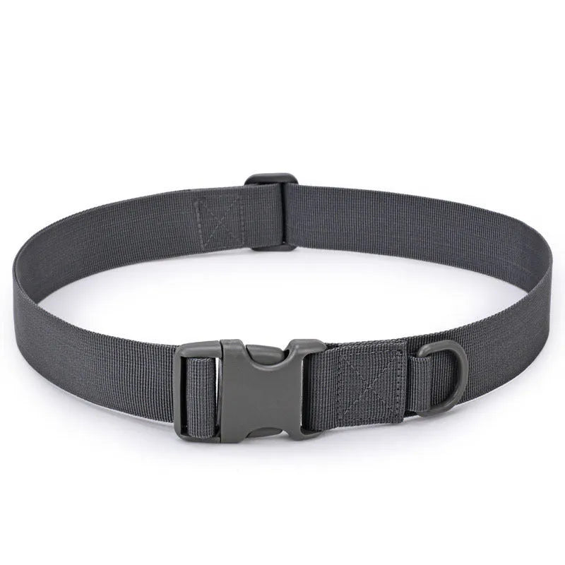 Canvas tactical belt 130x5 cm with plastic rectangular buckle in army green colour for outdoor casual wear
