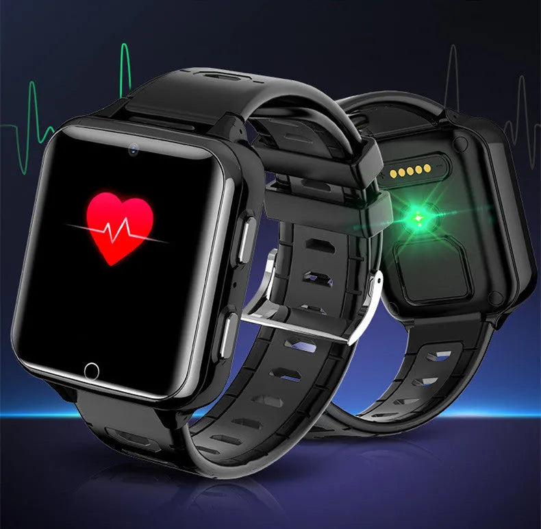 Children's smart watch with colourful silicone strap on a wrist, showing a 1.54-inch screen.
