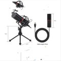 Black live broadcast microphone with USB cable for gaming and streaming vocal capture