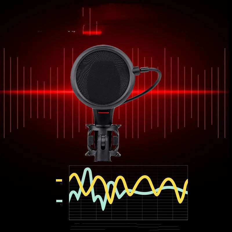Black live broadcast microphone with USB cable for gaming and streaming vocal capture