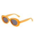 Oval fashion sunglasses for women with black PC frame and UV400 AC lenses