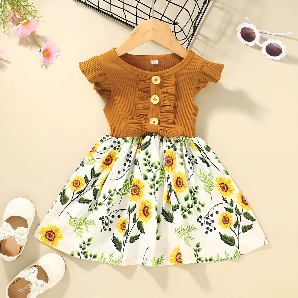 Sleeveless summer dress for toddler girls in soft cotton-blend fabric available in multiple colours