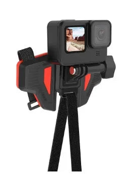 GoPro motorcycle helmet chin strap mount in black with universal sports camera compatibility