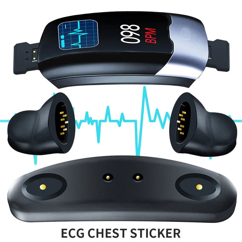 Smart health tracking bracelet with heart rate and blood pressure monitoring on wrist