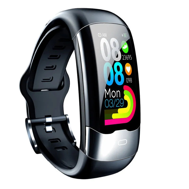 Smart health tracking bracelet with heart rate and blood pressure monitoring on wrist