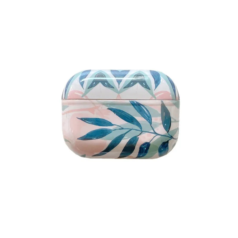 Blue and green banana leaf design soft TPU protective case for Apple AirPods and AirPods Pro