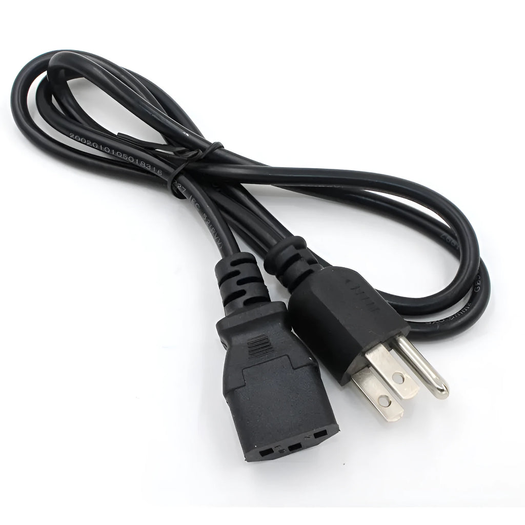 Black American standard three-pin plug power cord with 1.2m length and PVC sheath