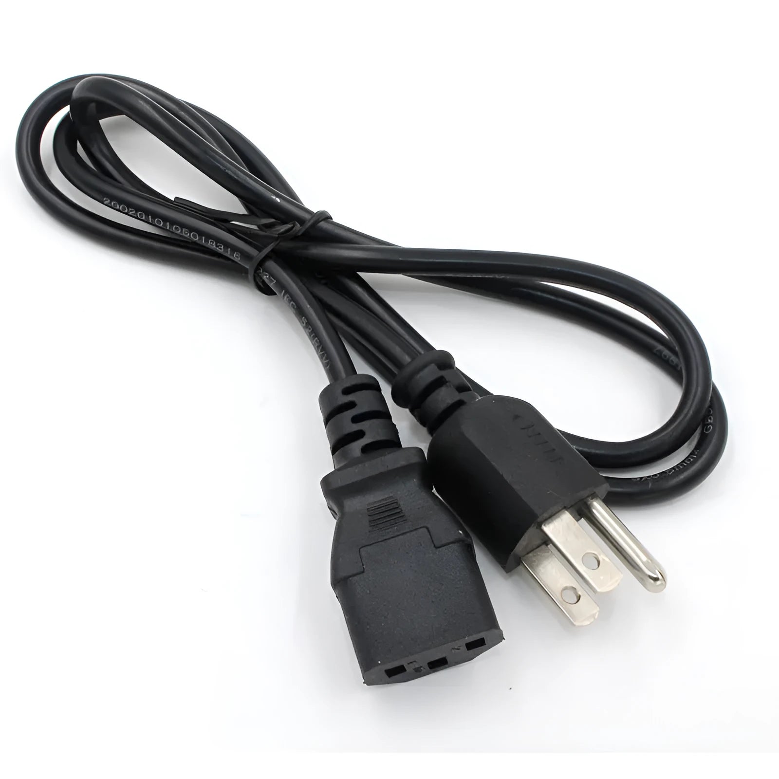 Black American standard three-pin plug power cord with 1.2m length and PVC sheath