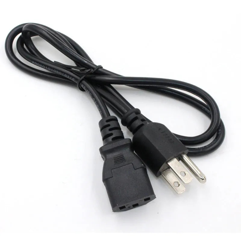 Black American standard three-pin plug power cord with 1.2m length and PVC sheath