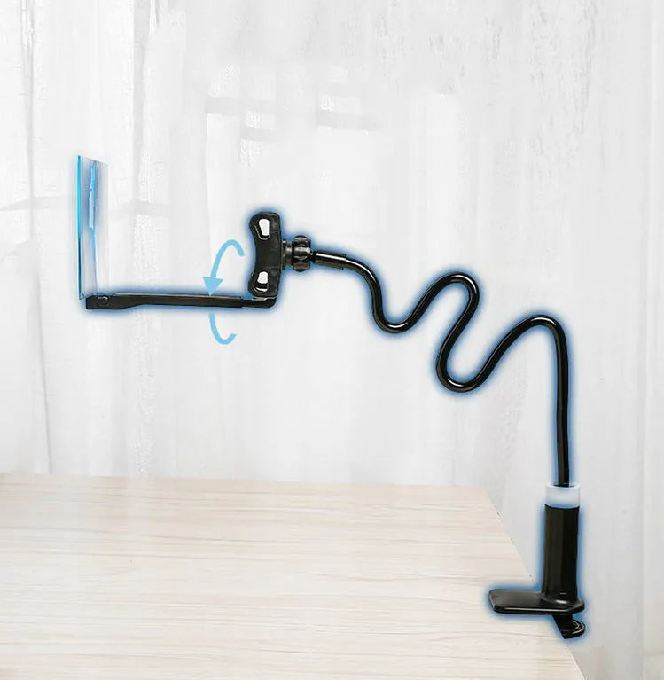 Black 12-inch mobile phone screen amplifier with adjustable folding bracket on table