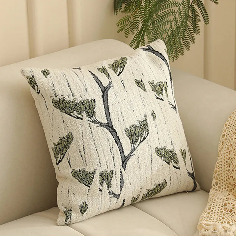 Jacquard woven cushion cover with yarn-dyed floral pattern in 45x45cm size