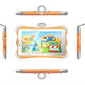 7-inch children's learning tablet in cartoon colours with integrated stand, showing 3G calling and Bluetooth features