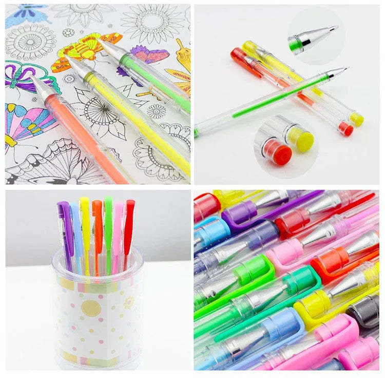 100 gel pens with watercolour effect ink and highlighter options in assorted colours
