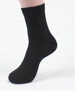 Men's bamboo fibre business socks in grey blue with a small square pattern.