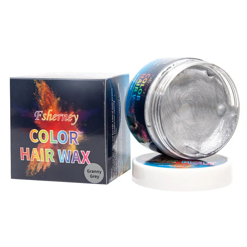 120g hair styling clay container showing colour options including blue, green, purple and rose red