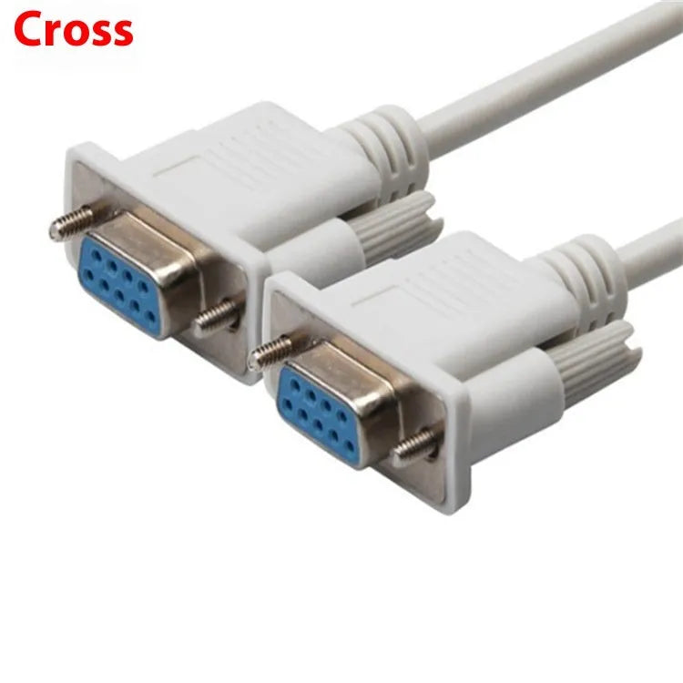 Milky white DB9 RS232 serial cable with female connectors at both ends, length 1.5 metres.