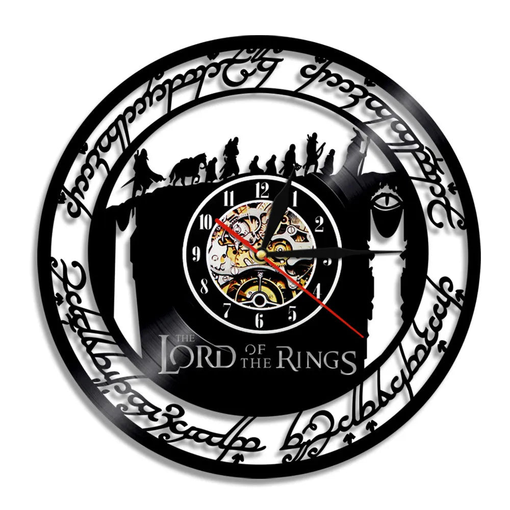 12 inch modern decorative wall clock black vinyl record design with pointer and number display