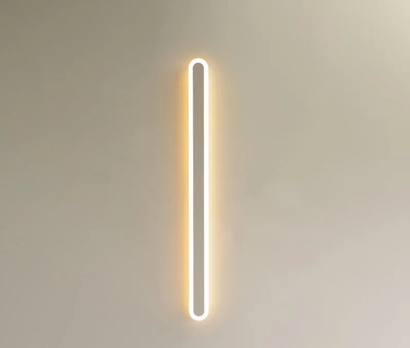 LED line wall lamp with wrought iron frame and acrylic diffuser in black warm light finish