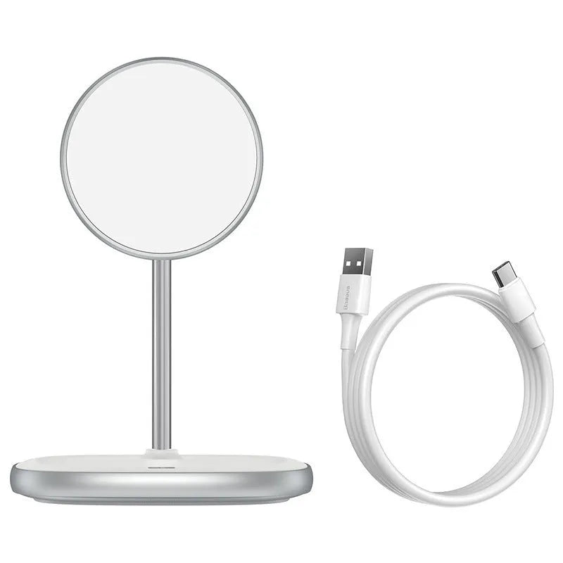 Swan magnetic desktop wireless charger for iPhone 12 in black with charging cable