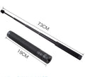 Black retractable metal selfie stick with hand-held stabilizer extended for smartphone photography
