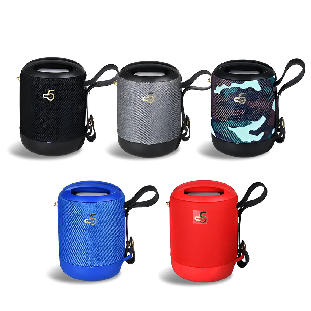 Portable waterproof Bluetooth speaker with subwoofer in black, blue, camouflage, grey or red colours