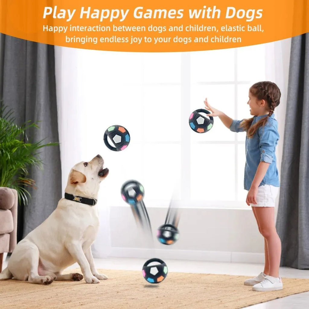 Football tennis ball shaped dog toy in black with squeaker for fetch and teething relief